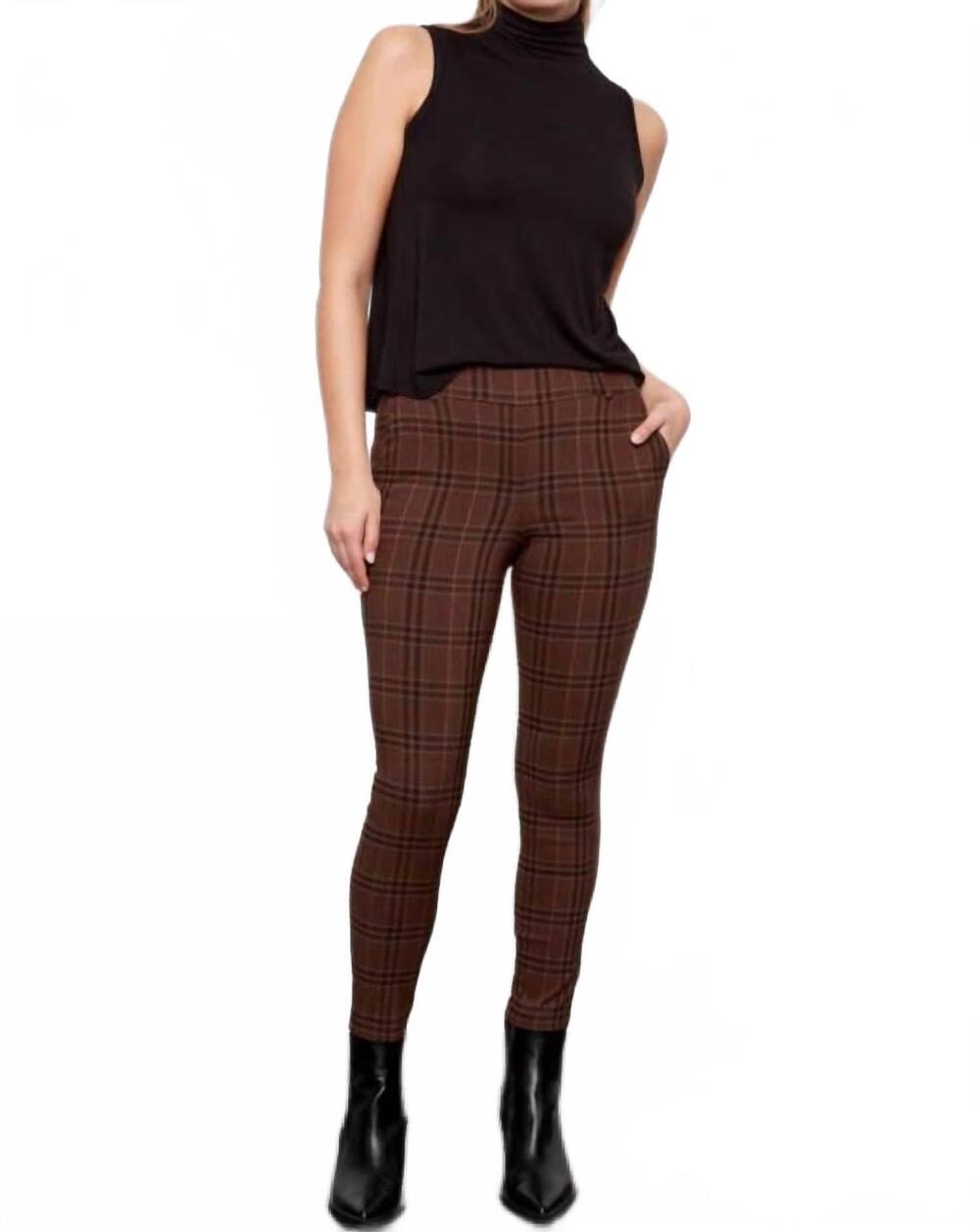 NEW ILTM plaid front pocket pants in chestnut